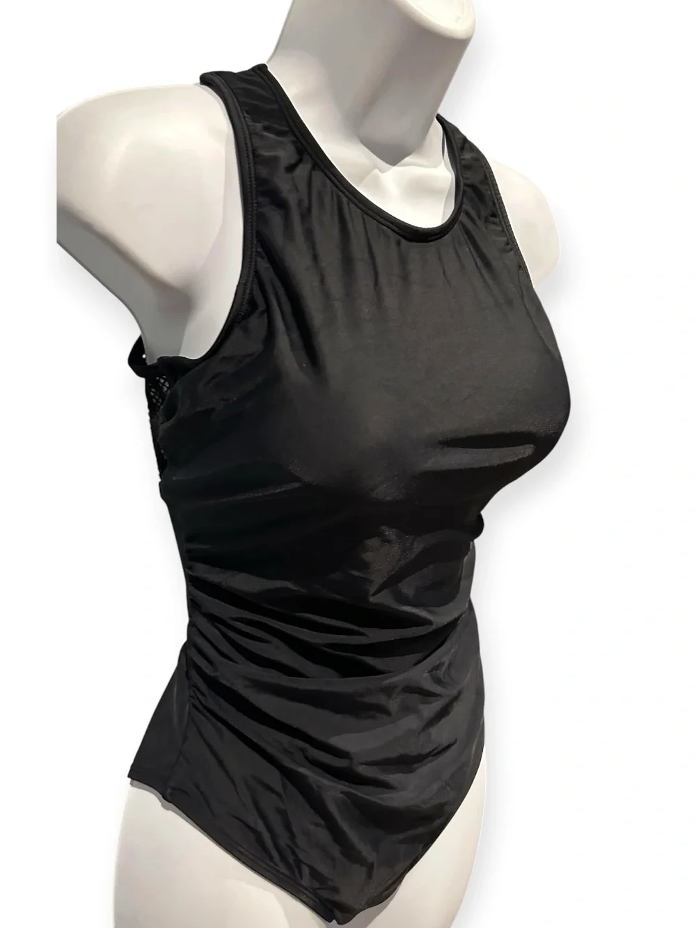 Cupshe Mesh Backless One-Piece Swimsuit with Tummy Control Black Size Small NWOT